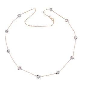 14K Two Tone Bezel Set Diamond Necklace