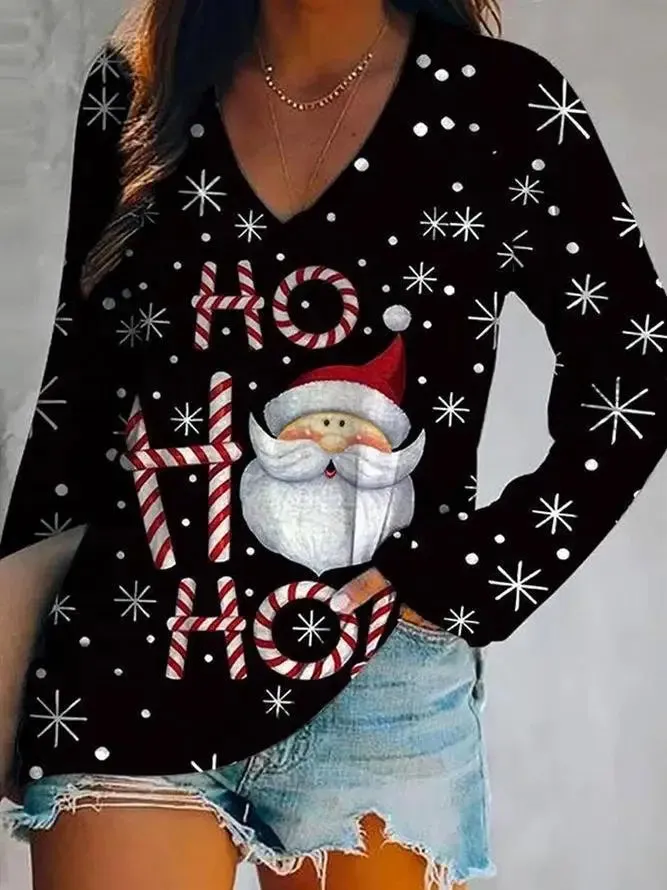 2024Christmas Wish Fashion Casual Autumn/Winter Christmas Women's Long Sleeve