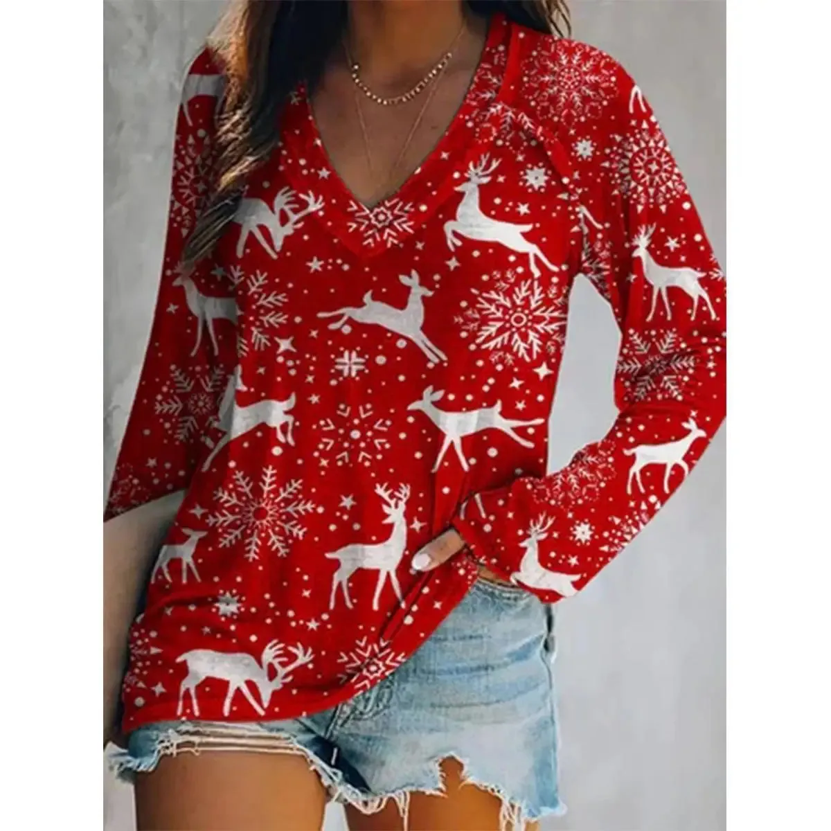 2024Christmas Wish Fashion Casual Autumn/Winter Christmas Women's Long Sleeve