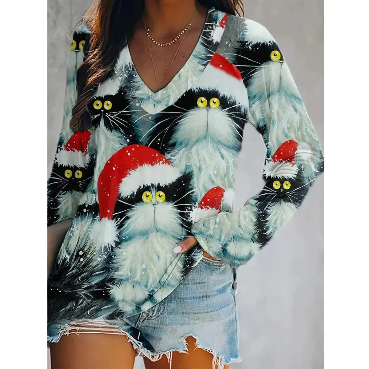 2024Christmas Wish Fashion Casual Autumn/Winter Christmas Women's Long Sleeve