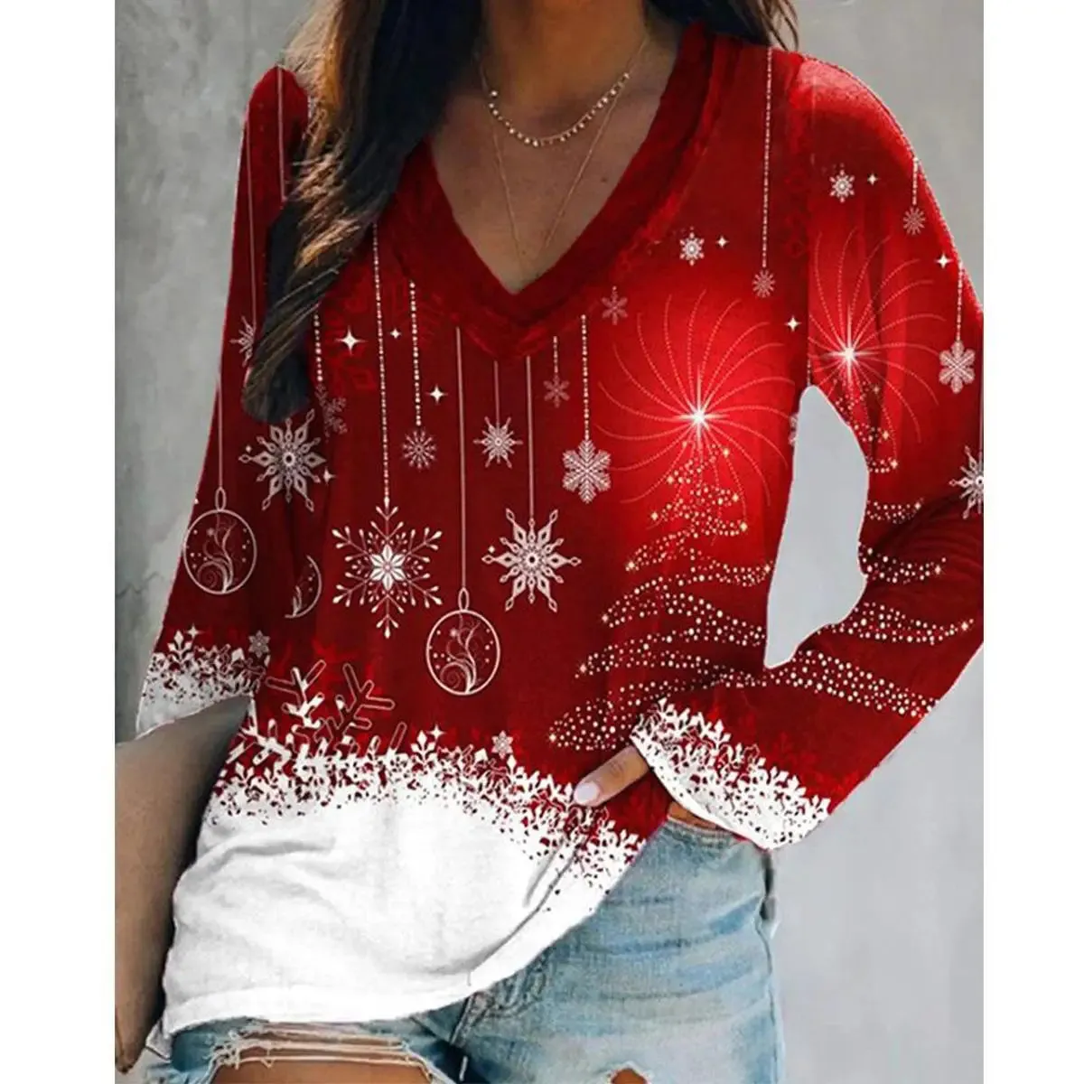 2024Christmas Wish Fashion Casual Autumn/Winter Christmas Women's Long Sleeve