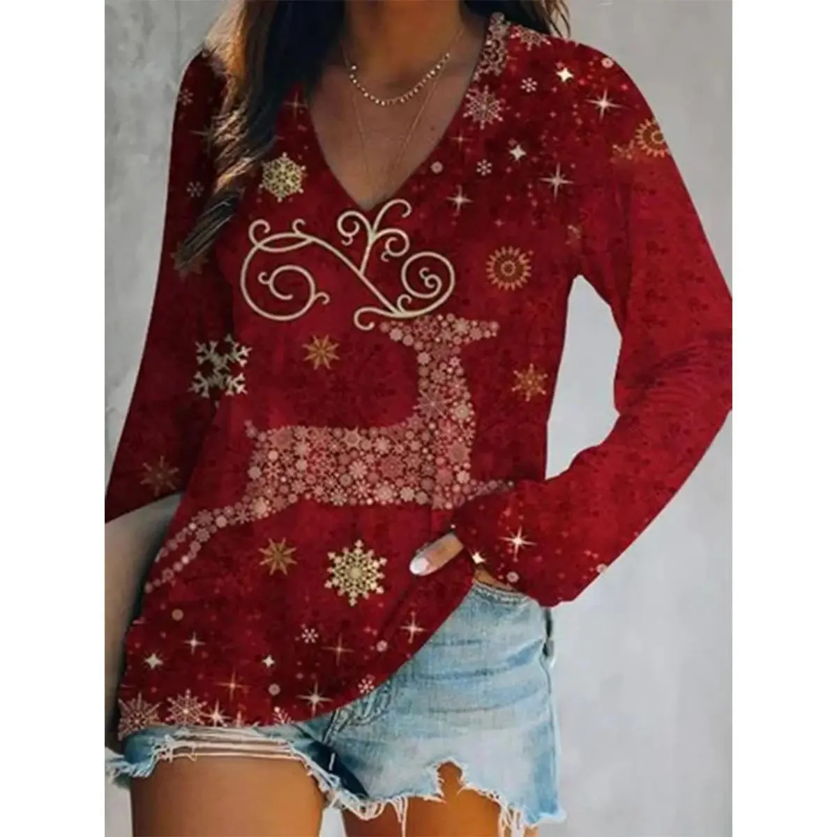 2024Christmas Wish Fashion Casual Autumn/Winter Christmas Women's Long Sleeve