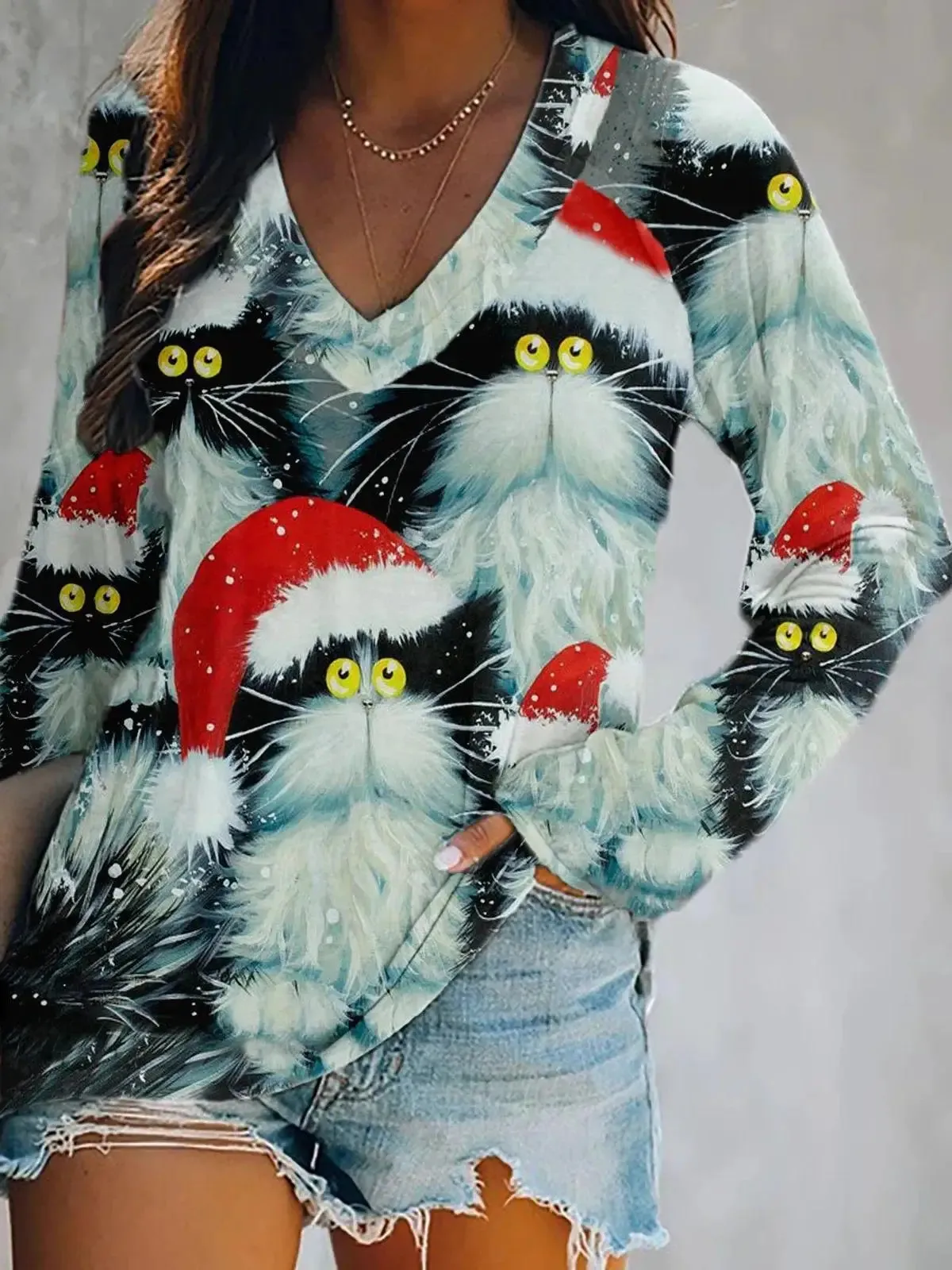 2024Christmas Wish Fashion Casual Autumn/Winter Christmas Women's Long Sleeve