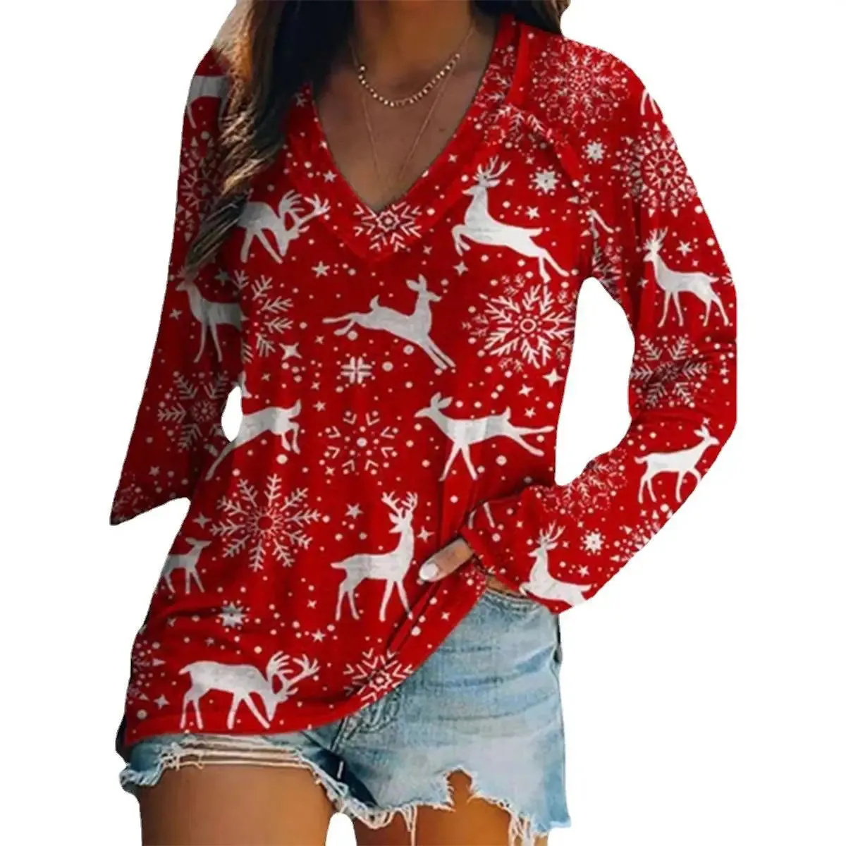 2024Christmas Wish Fashion Casual Autumn/Winter Christmas Women's Long Sleeve