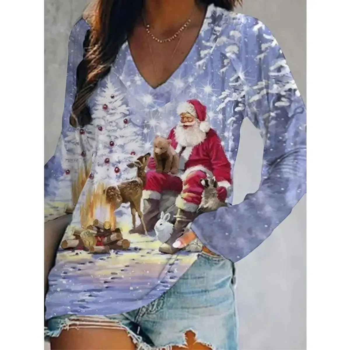 2024Christmas Wish Fashion Casual Autumn/Winter Christmas Women's Long Sleeve