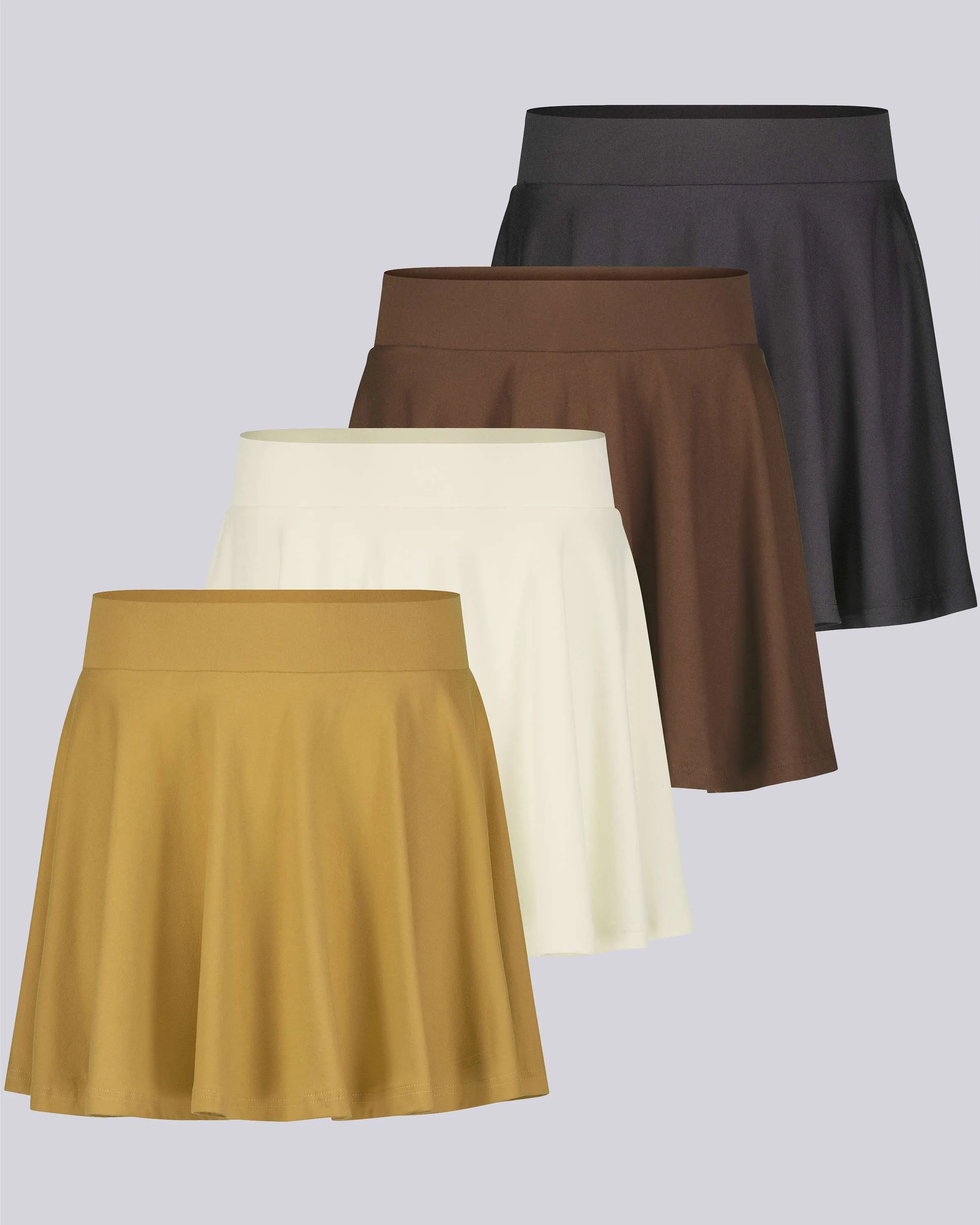 4 Pack: Women's Soft Casual Pleated Mini Skirt (Available in Plus Size)