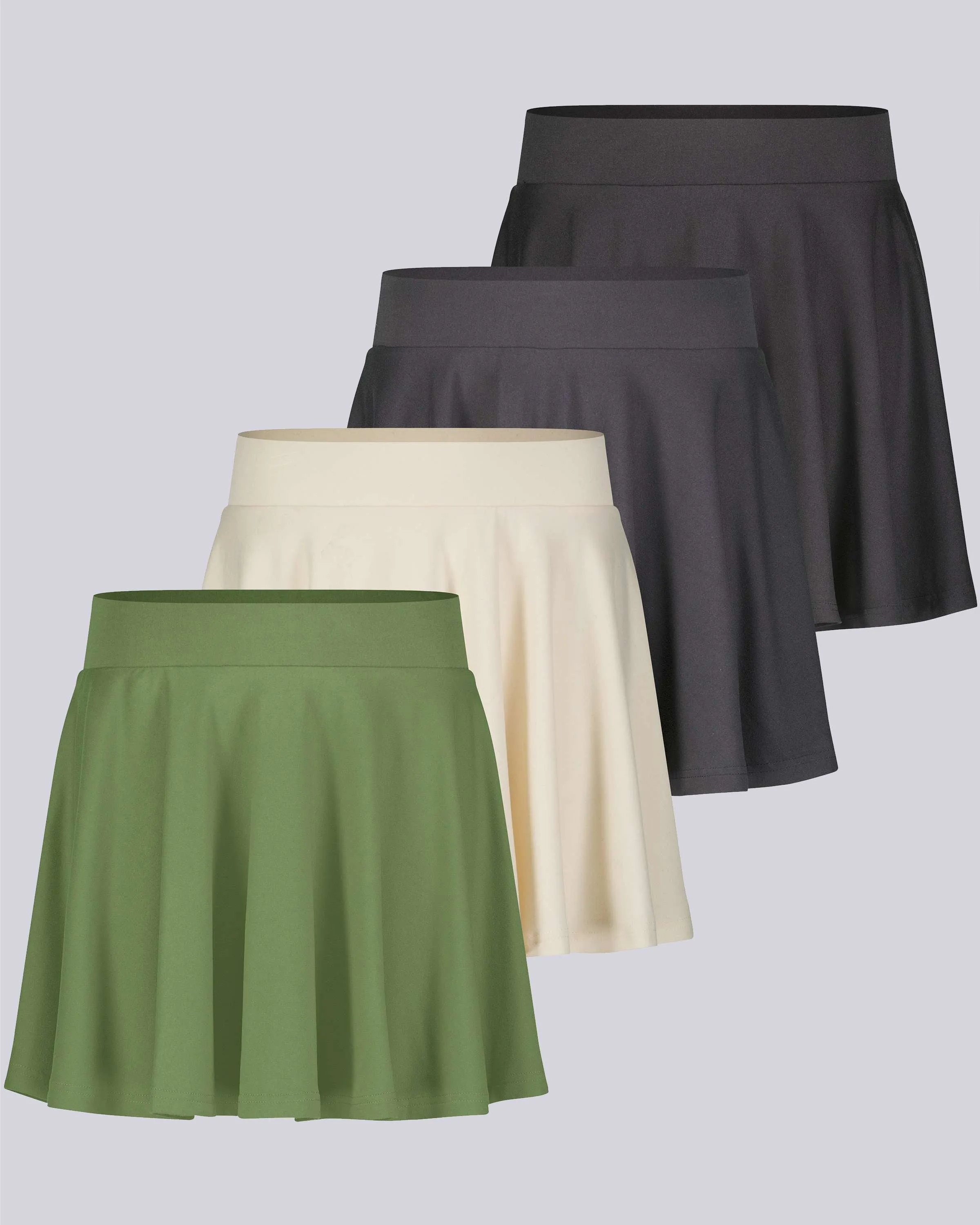 4 Pack: Women's Soft Casual Pleated Mini Skirt (Available in Plus Size)