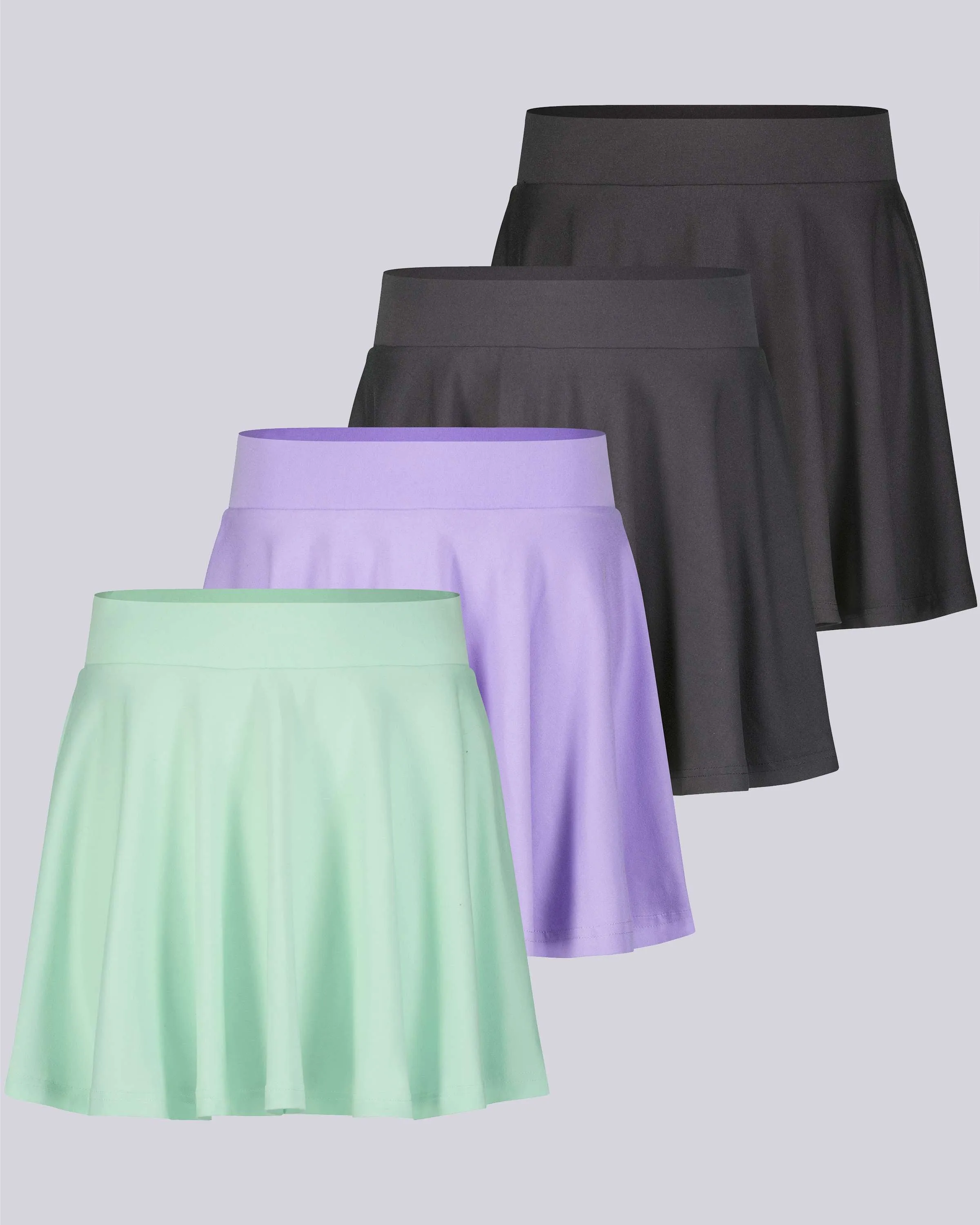 4 Pack: Women's Soft Casual Pleated Mini Skirt (Available in Plus Size)