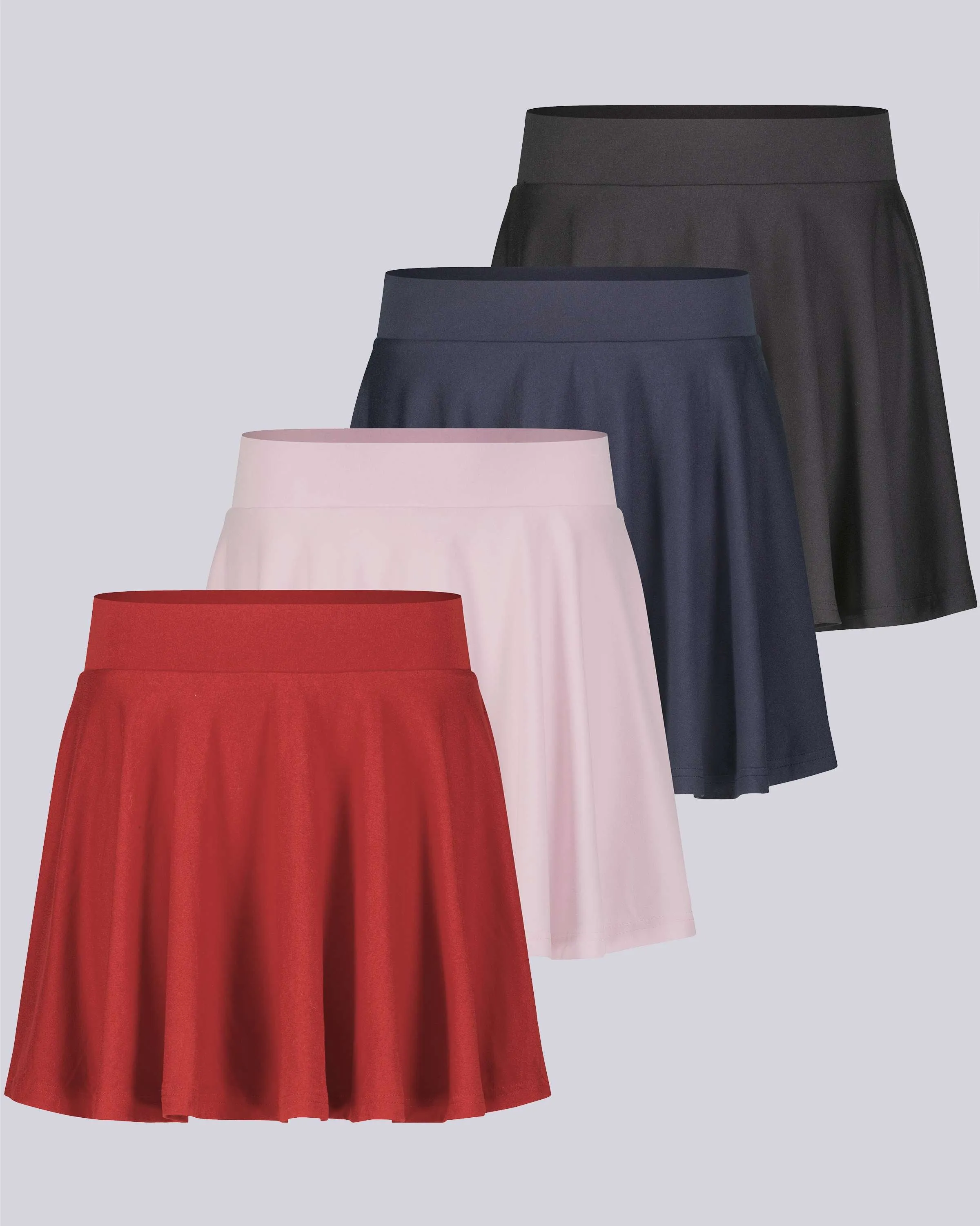 4 Pack: Women's Soft Casual Pleated Mini Skirt (Available in Plus Size)