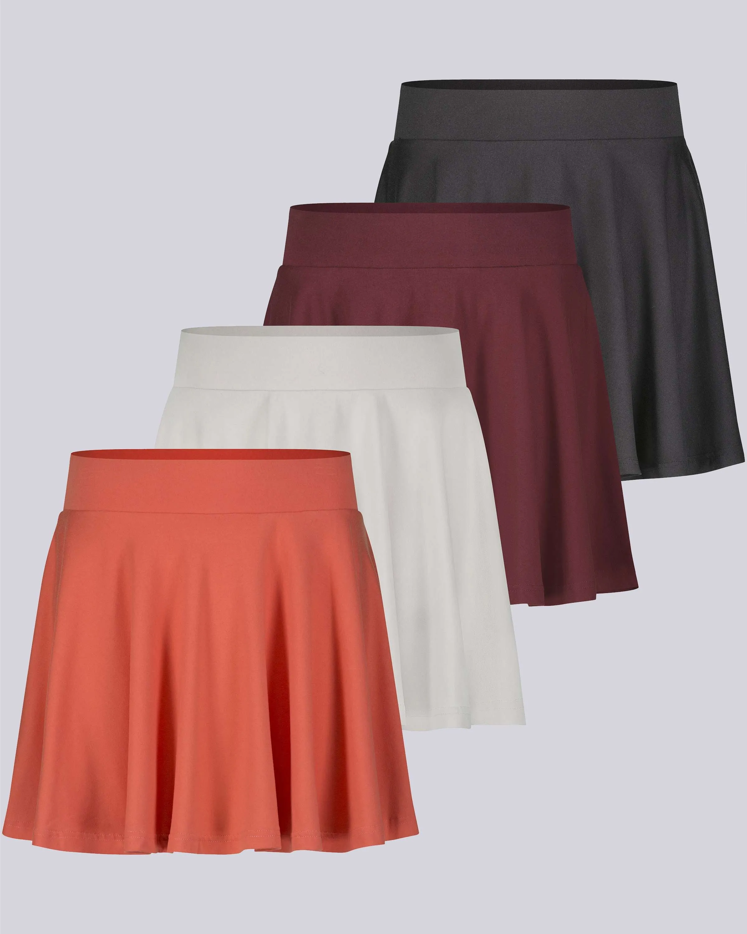 4 Pack: Women's Soft Casual Pleated Mini Skirt (Available in Plus Size)