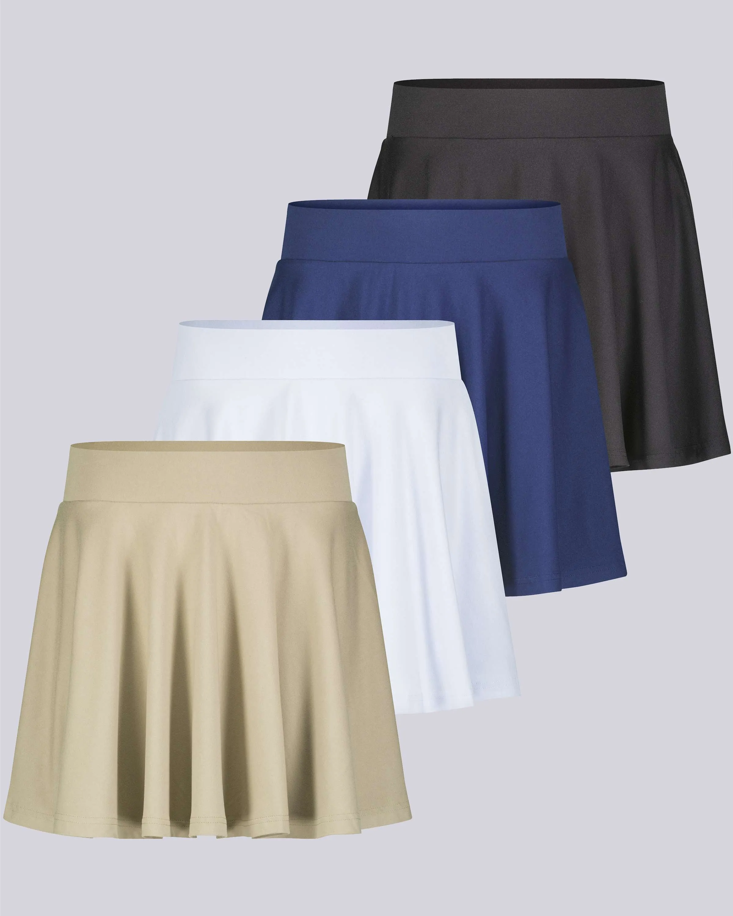 4 Pack: Women's Soft Casual Pleated Mini Skirt (Available in Plus Size)