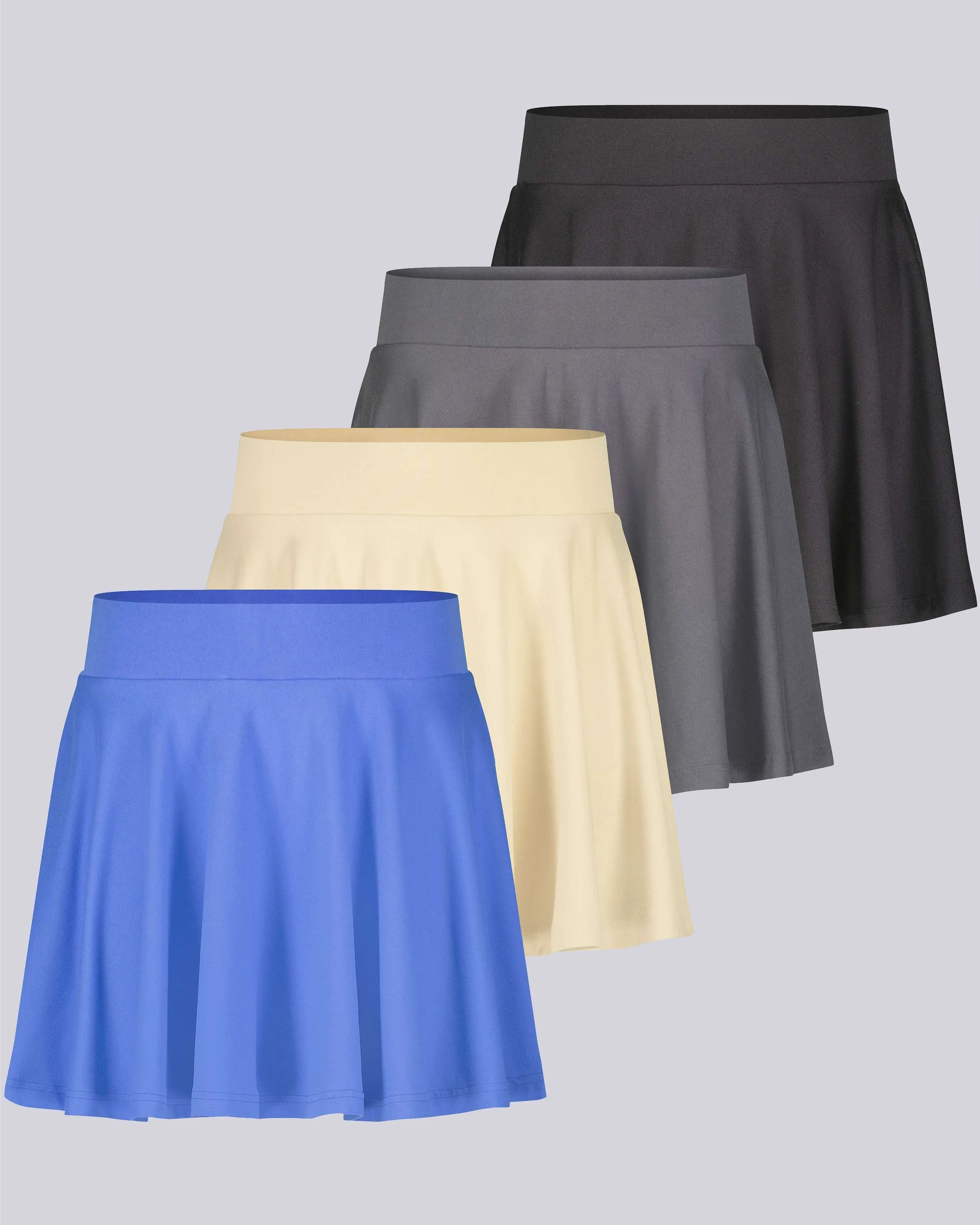 4 Pack: Women's Soft Casual Pleated Mini Skirt (Available in Plus Size)