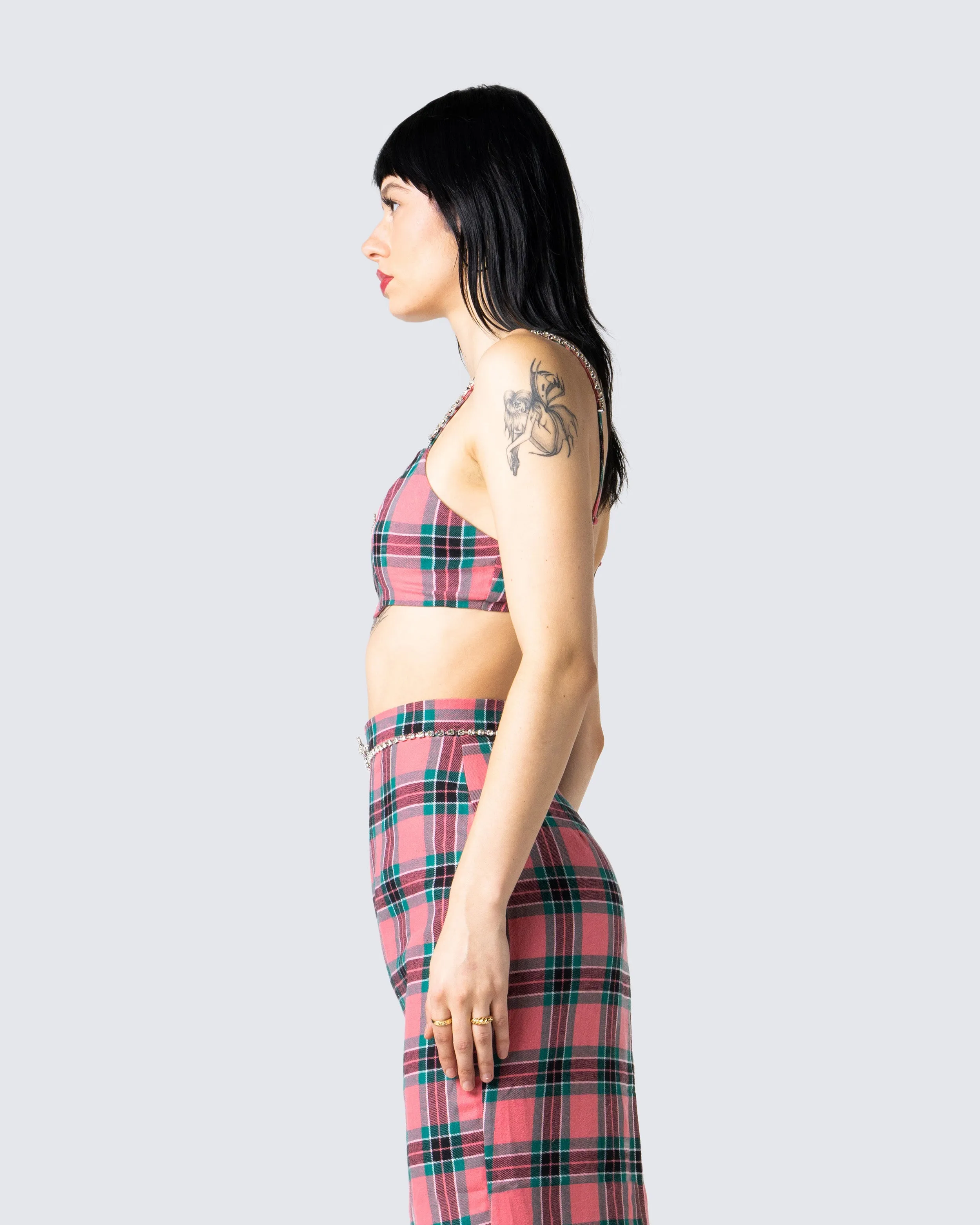 Amanda Multi Plaid Crop Top