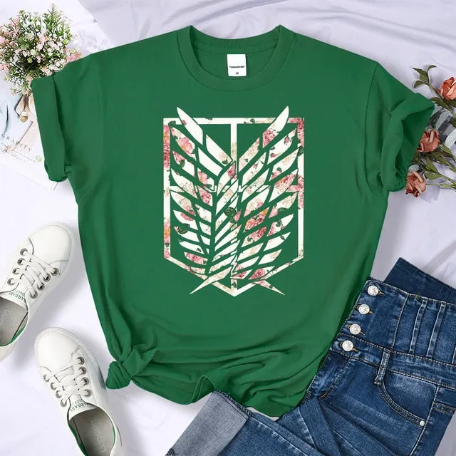 Amy Fashion - Crew Neck Fashion Print T-shirt