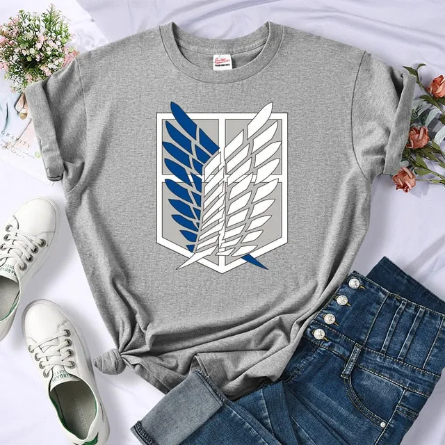 Amy Fashion - Crew Neck Fashion Print T-shirt