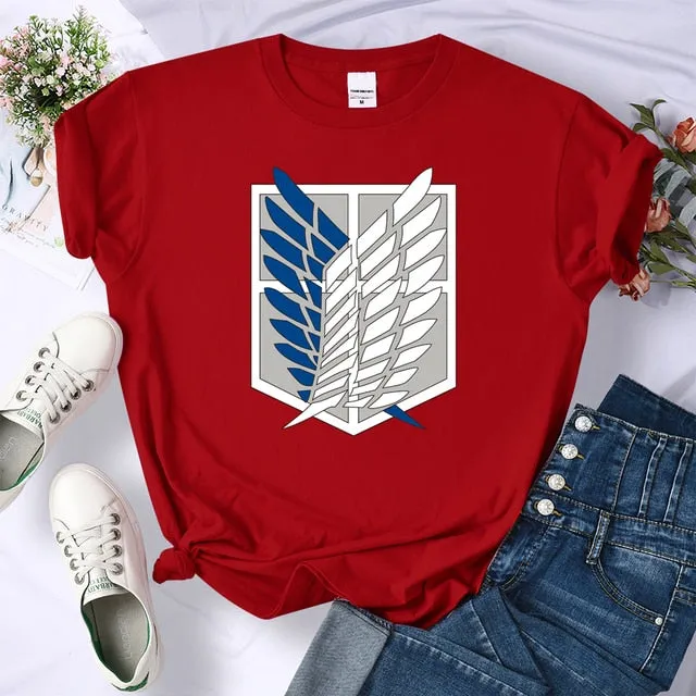 Amy Fashion - Crew Neck Fashion Print T-shirt