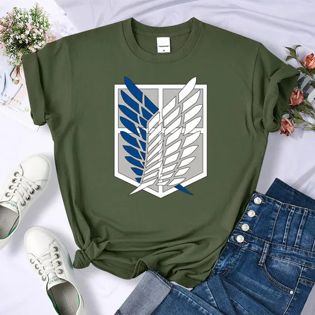 Amy Fashion - Crew Neck Fashion Print T-shirt