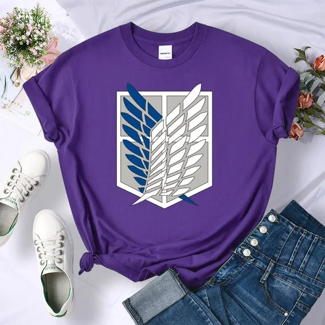Amy Fashion - Crew Neck Fashion Print T-shirt