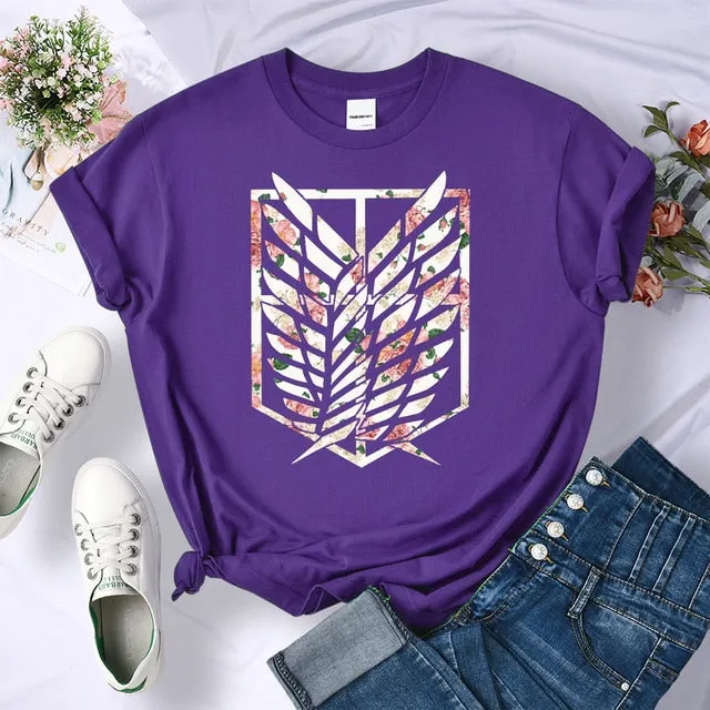Amy Fashion - Crew Neck Fashion Print T-shirt