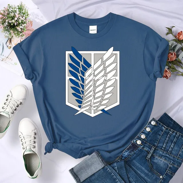 Amy Fashion - Crew Neck Fashion Print T-shirt