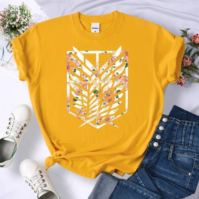 Amy Fashion - Crew Neck Fashion Print T-shirt