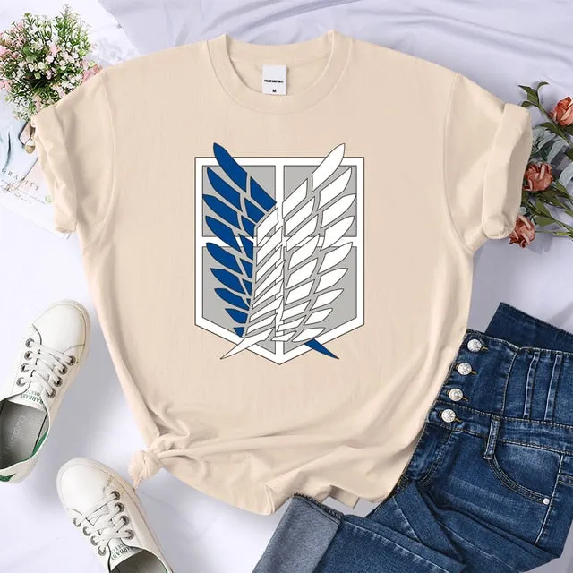 Amy Fashion - Crew Neck Fashion Print T-shirt