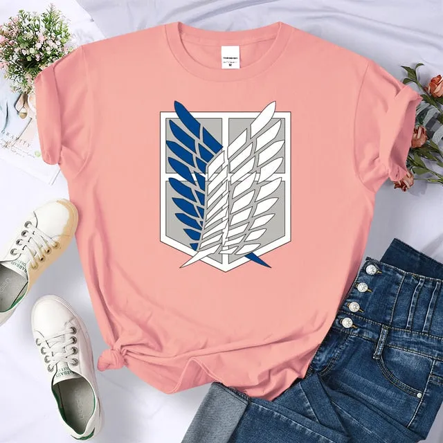 Amy Fashion - Crew Neck Fashion Print T-shirt