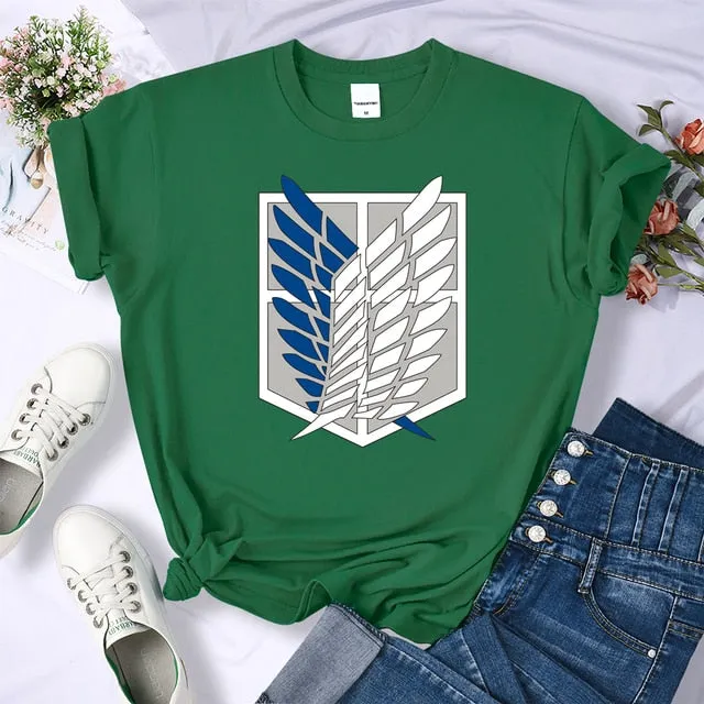 Amy Fashion - Crew Neck Fashion Print T-shirt
