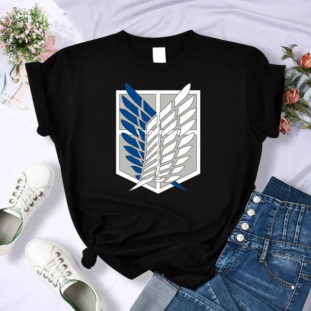 Amy Fashion - Crew Neck Fashion Print T-shirt