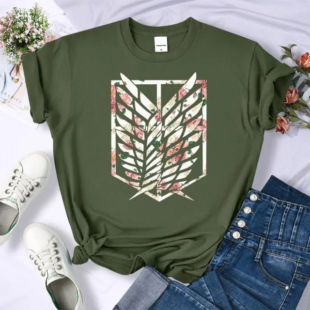 Amy Fashion - Crew Neck Fashion Print T-shirt