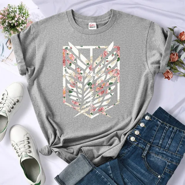 Amy Fashion - Crew Neck Fashion Print T-shirt