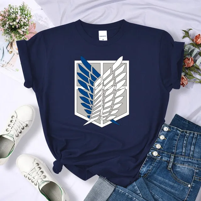 Amy Fashion - Crew Neck Fashion Print T-shirt