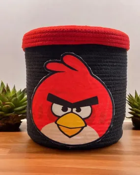 Angrybird Face Kids Cotton Basket with Lid | 10 × 10 Inches