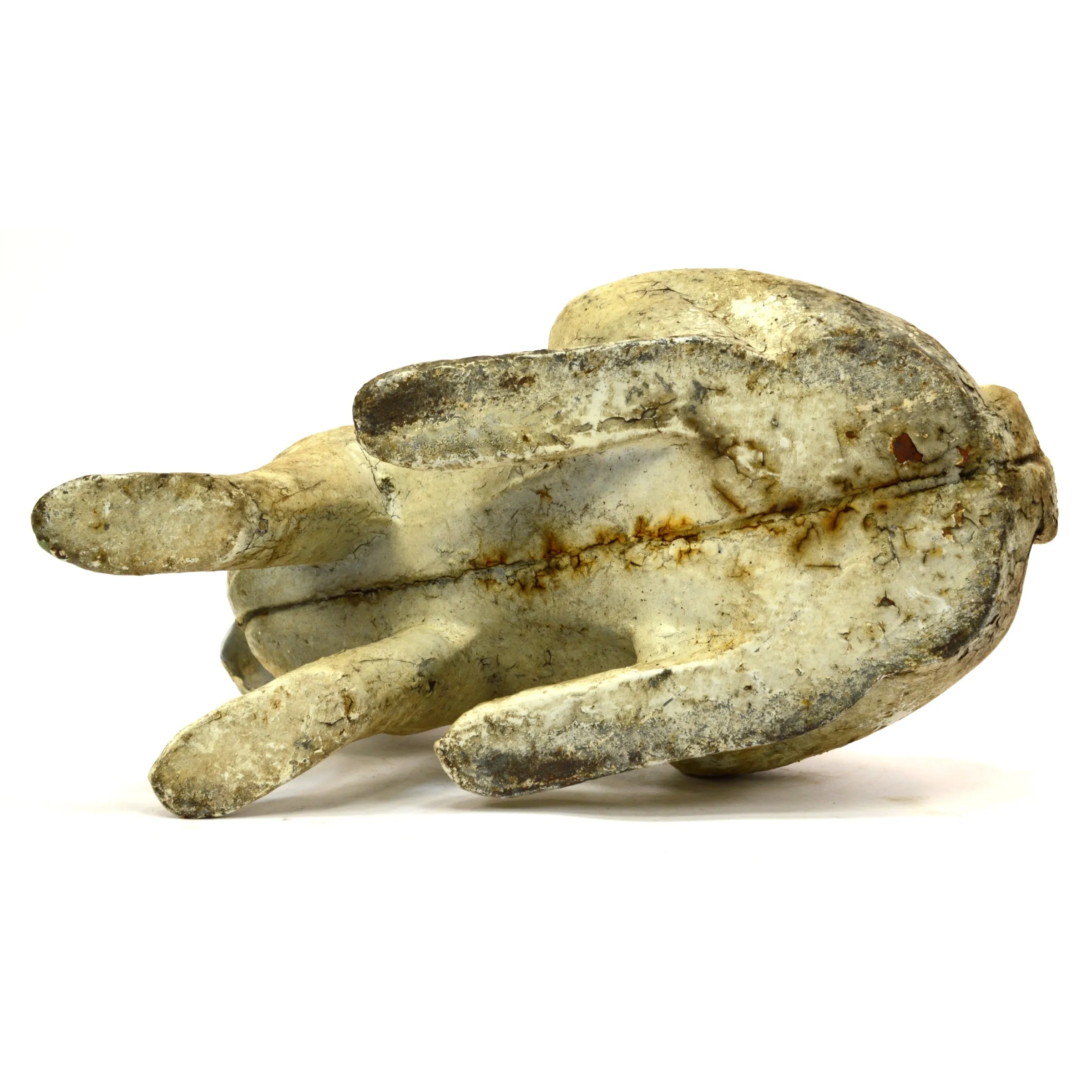 Antique HUBLEY CAST IRON RABBIT DOORSTOP Genuine Real LIFE-SIZE Old White Paint!