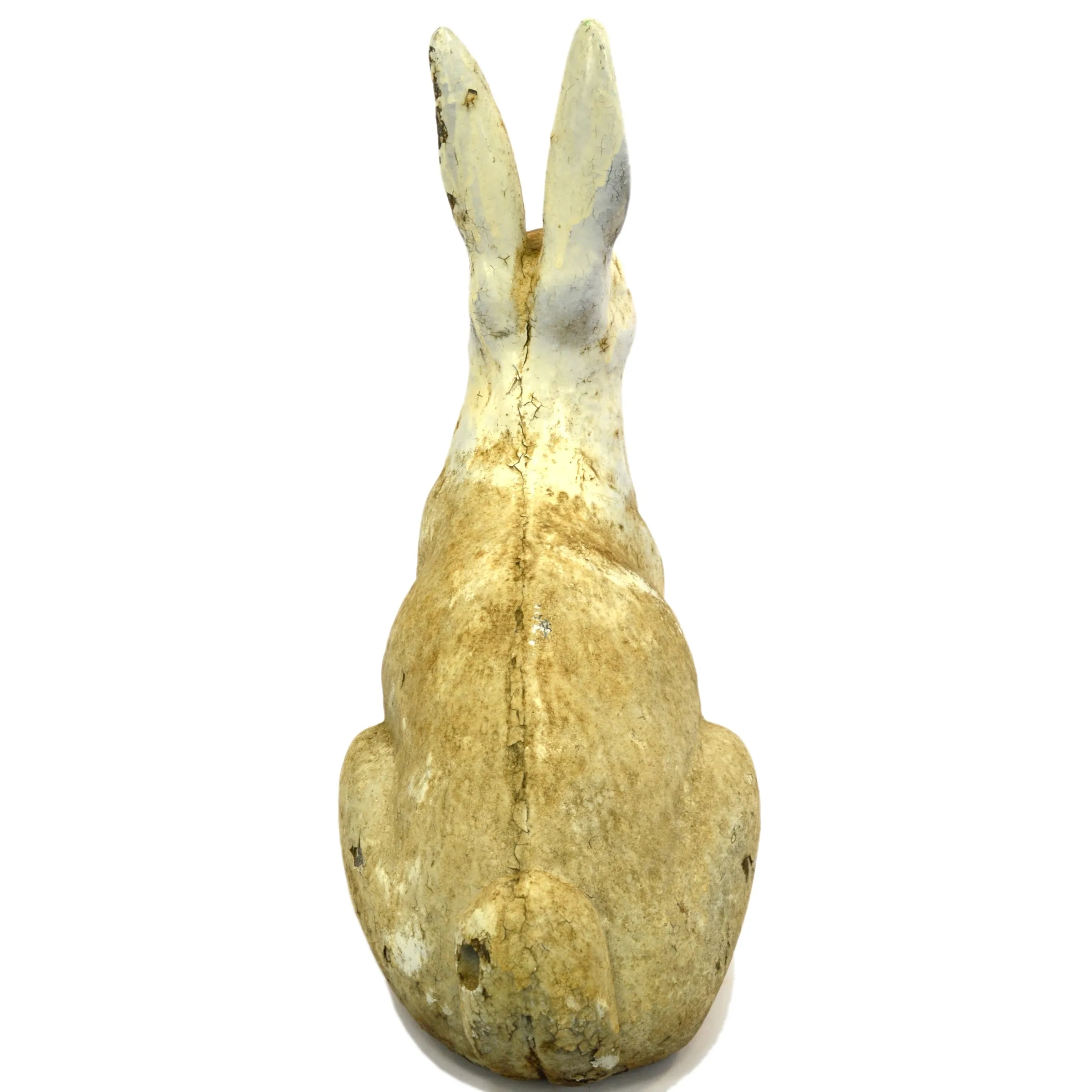 Antique HUBLEY CAST IRON RABBIT DOORSTOP Genuine Real LIFE-SIZE Old White Paint!