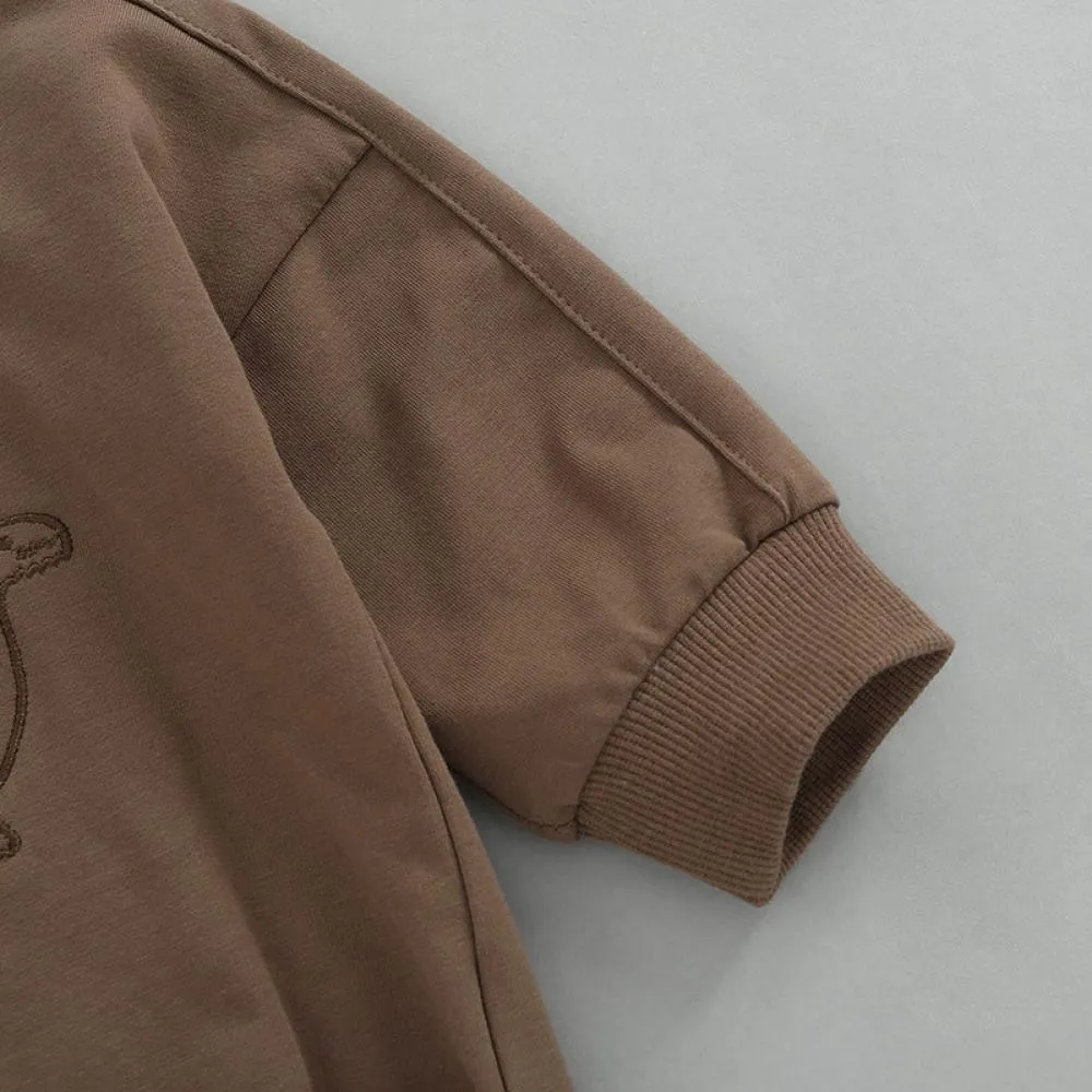 Autumn Solid Color Baby Cartoon Dinosaur Embroidered Romper Wholesale Baby Clothes