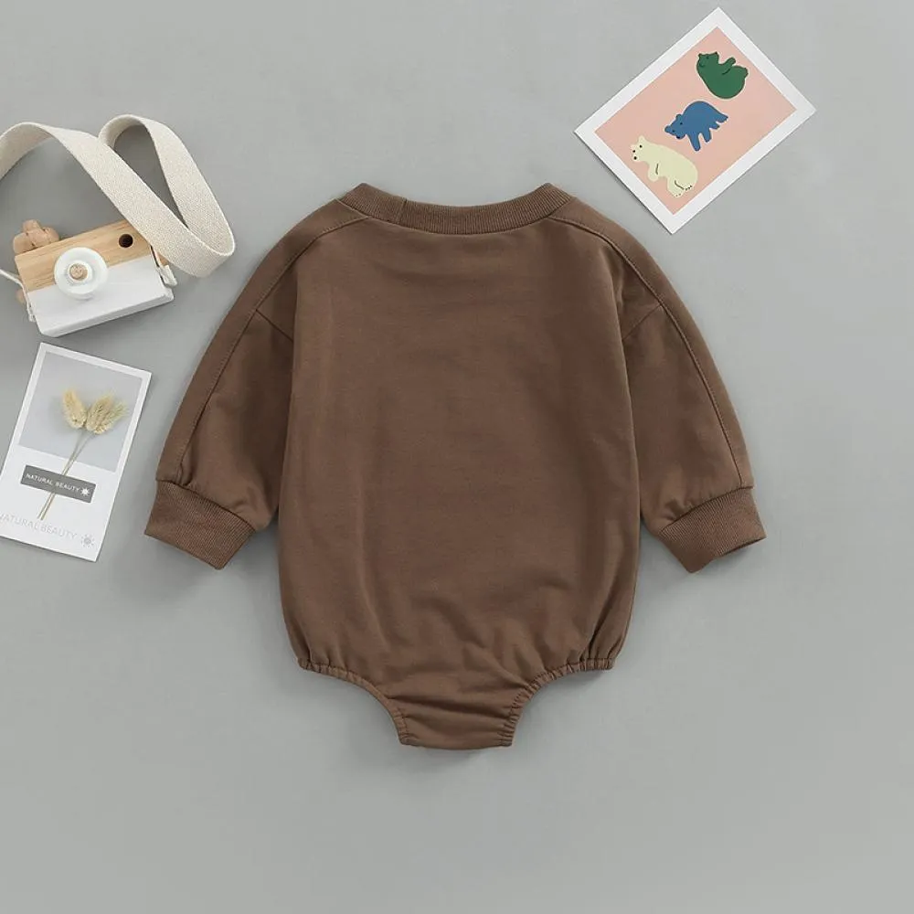 Autumn Solid Color Baby Cartoon Dinosaur Embroidered Romper Wholesale Baby Clothes
