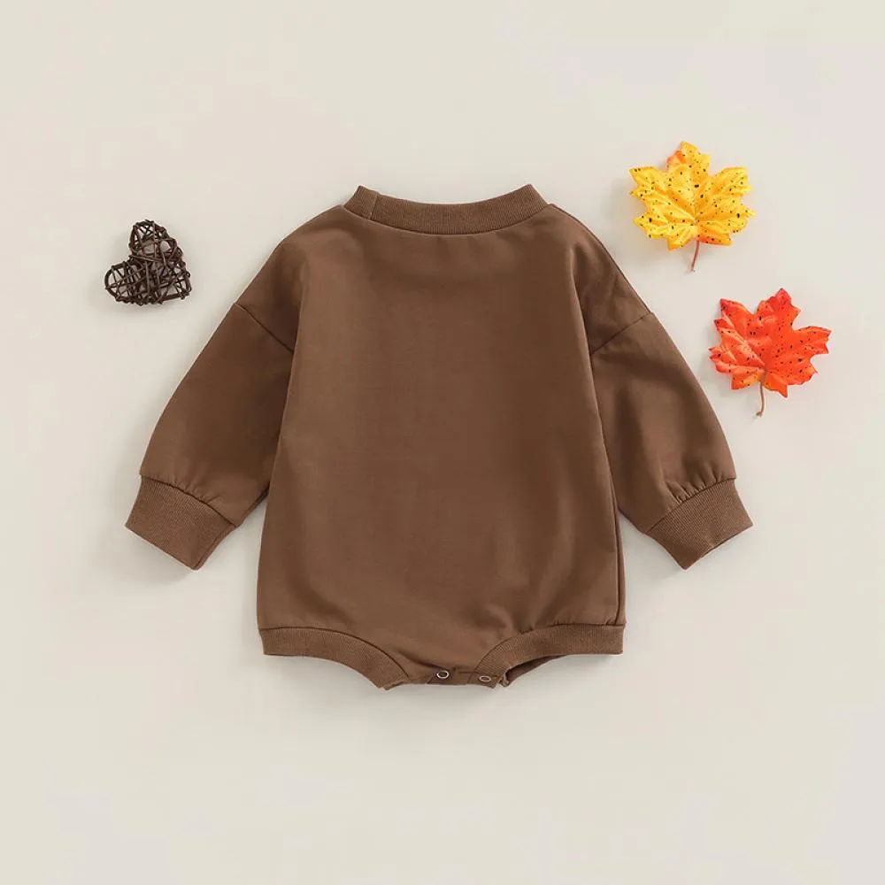 Autumn Thanksgiving Cartoon Letter Printed Baby Romper Wholesale