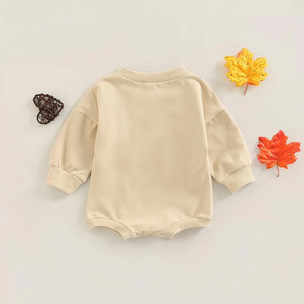 Autumn Thanksgiving Cartoon Letter Printed Baby Romper Wholesale