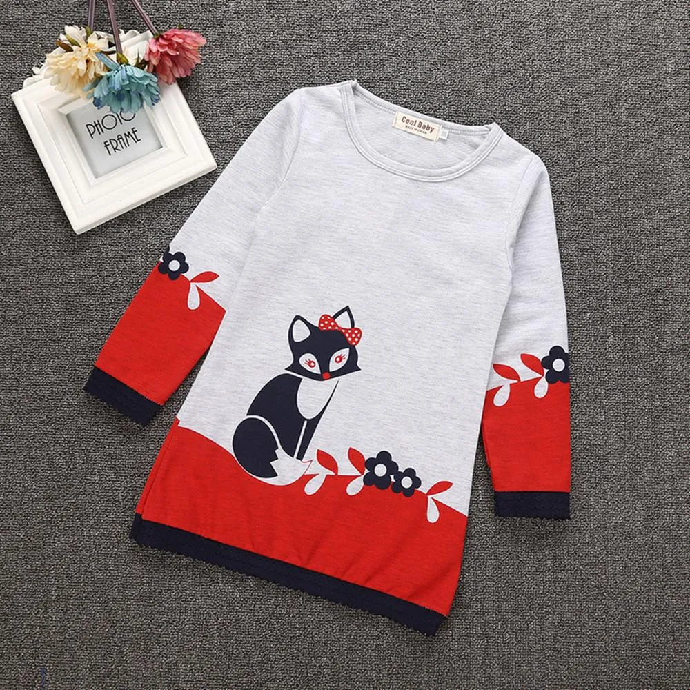 Autumn Toddler Girls Cartoon Print Dress Wholesale Girls Dress
