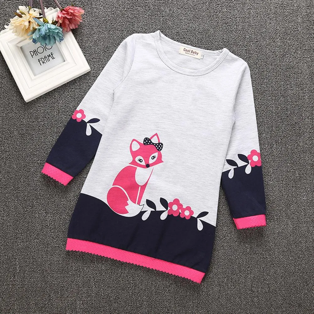 Autumn Toddler Girls Cartoon Print Dress Wholesale Girls Dress