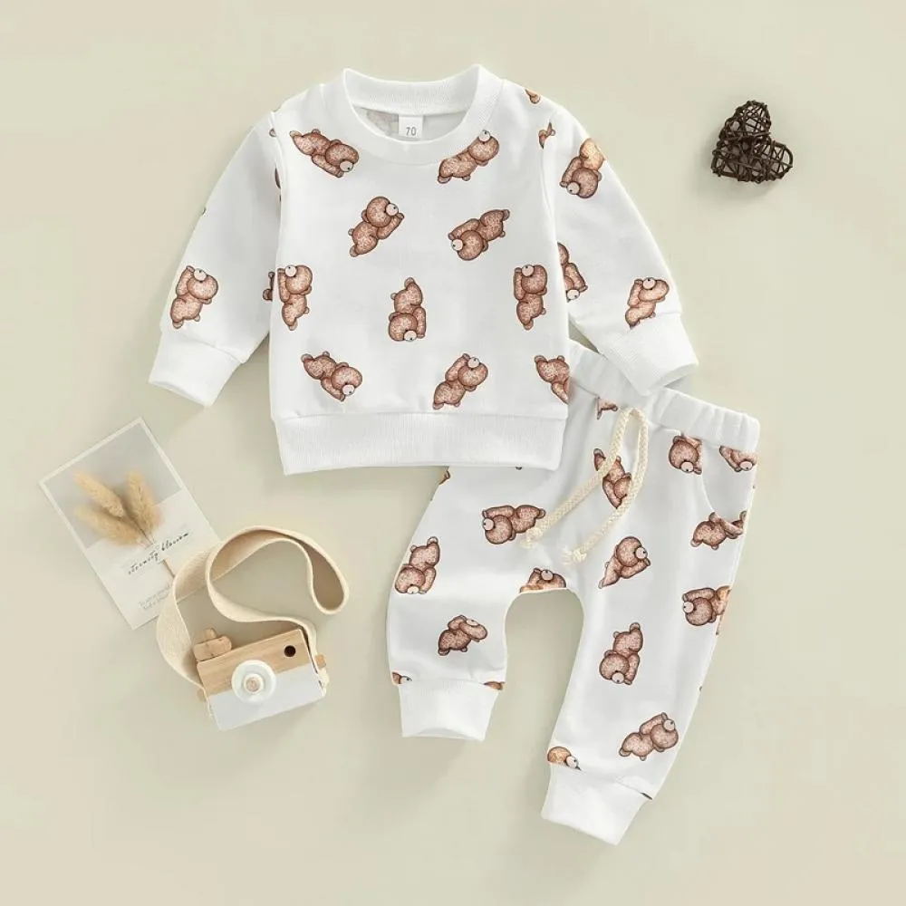 Autumn Winter Sweater Suit Baby Cartoon Bear Suit Wholesale Baby Children Clothes
