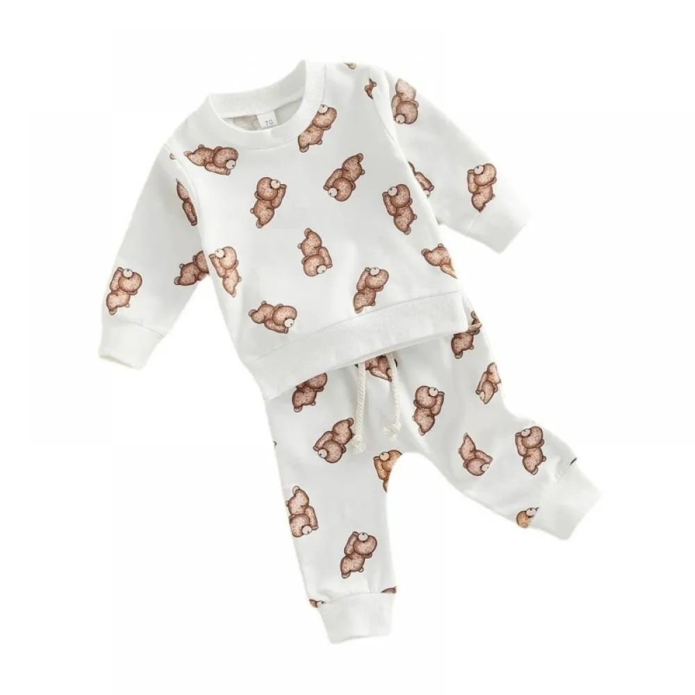 Autumn Winter Sweater Suit Baby Cartoon Bear Suit Wholesale Baby Children Clothes