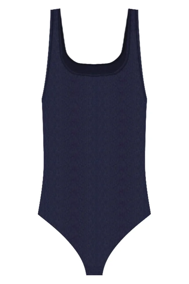 Back To The Basics Black Ribbed Square Neck Tank Bodysuit FINAL SALE