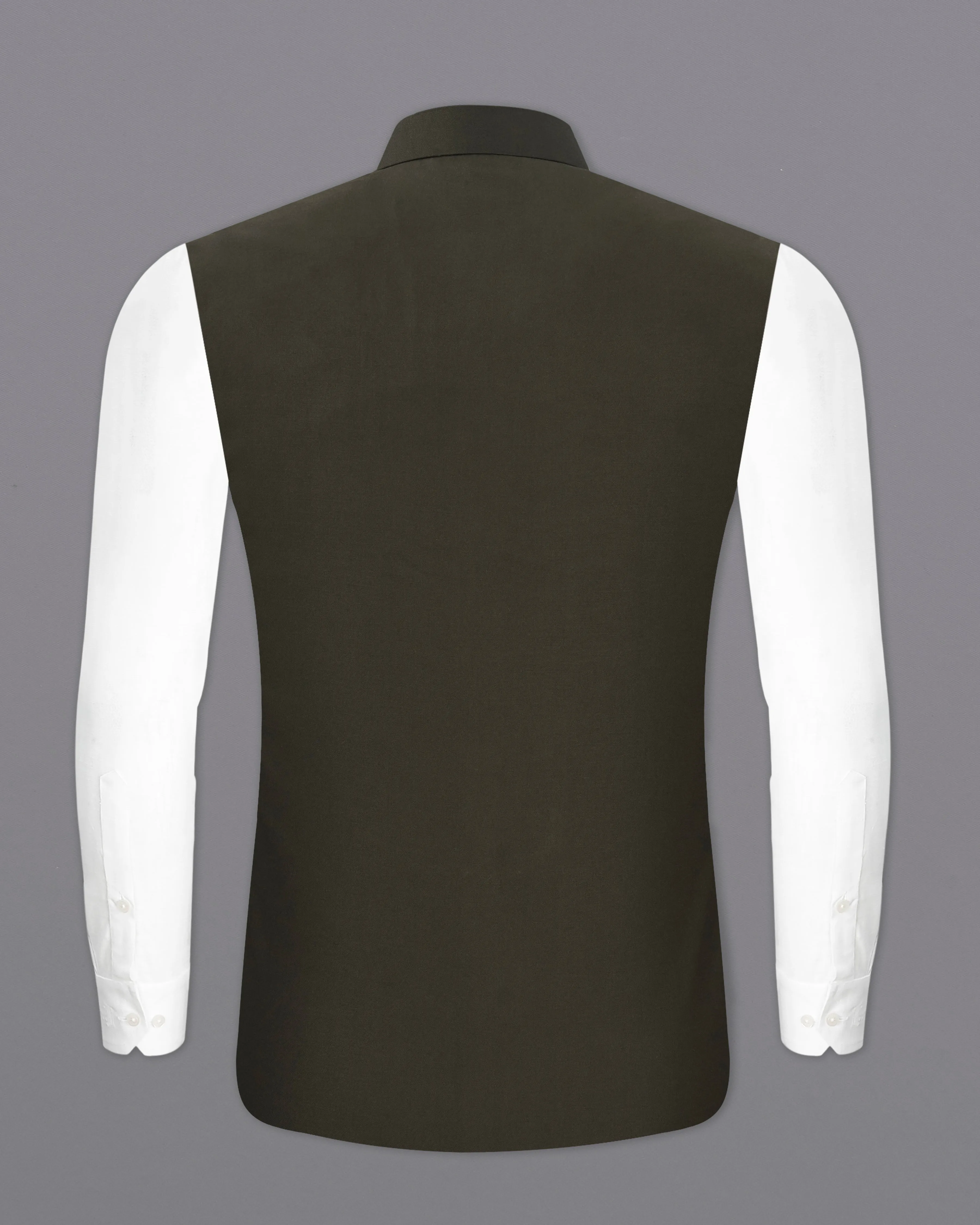 Bistre Green Textured Nehru Jacket