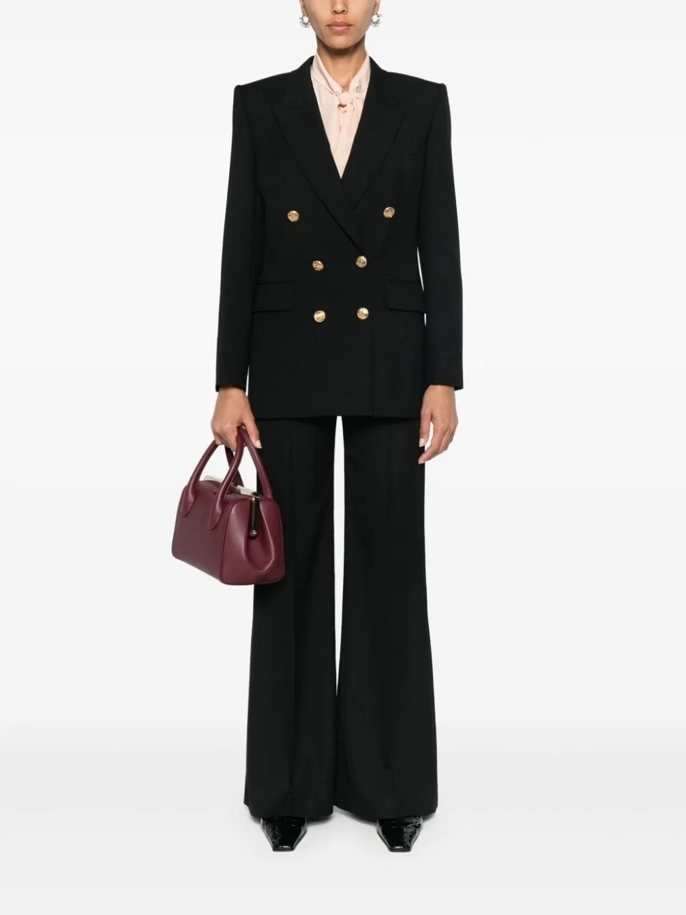 BLACK BLAZER WITH 6 GOLDEN BOTTOM CROSSED