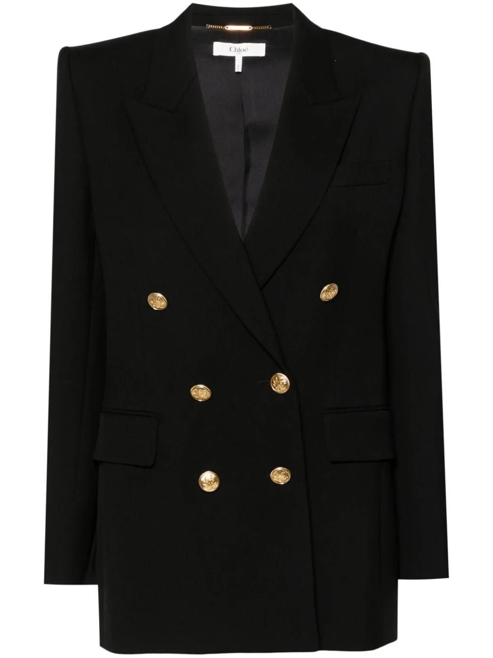 BLACK BLAZER WITH 6 GOLDEN BOTTOM CROSSED