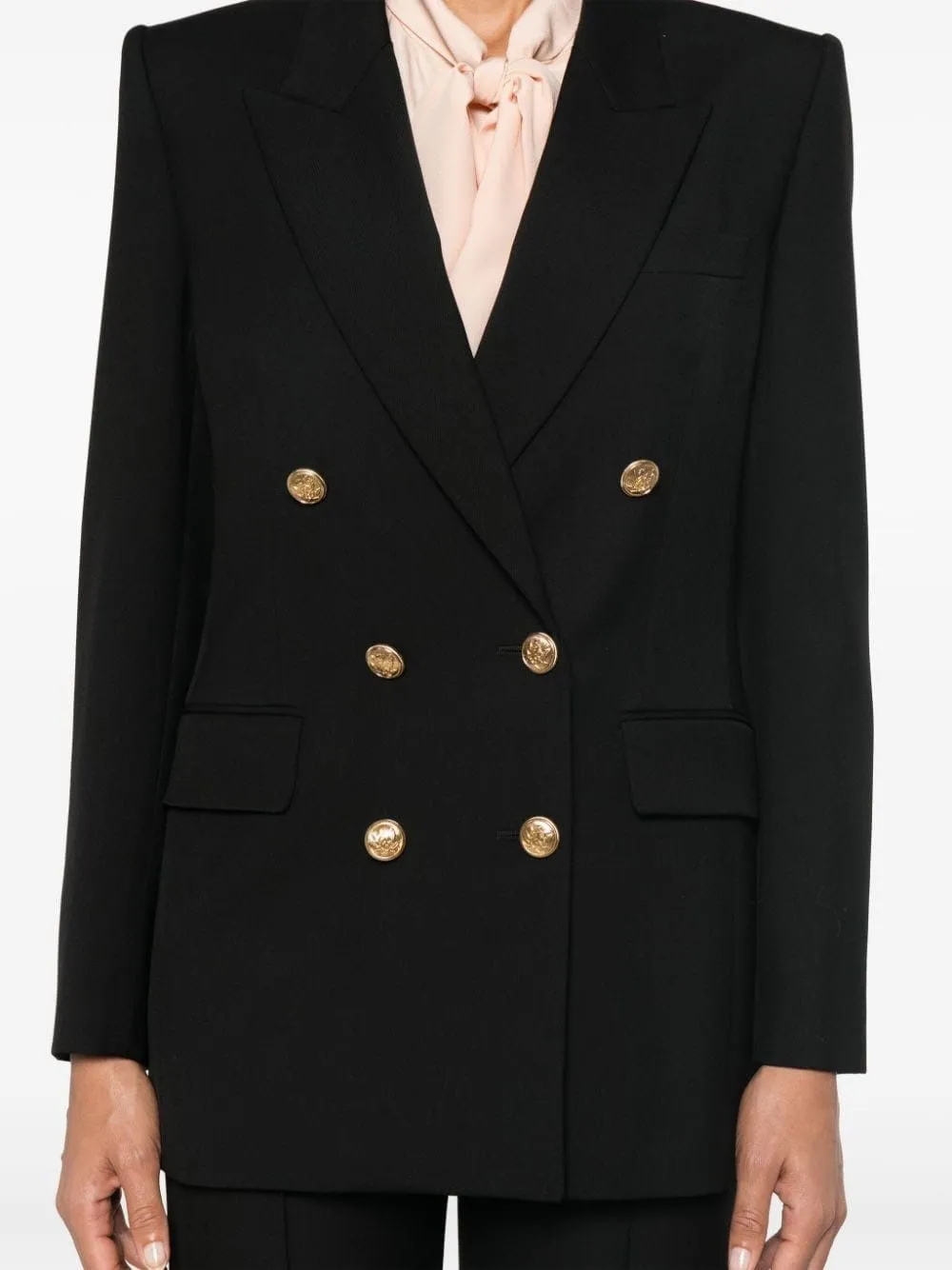 BLACK BLAZER WITH 6 GOLDEN BOTTOM CROSSED