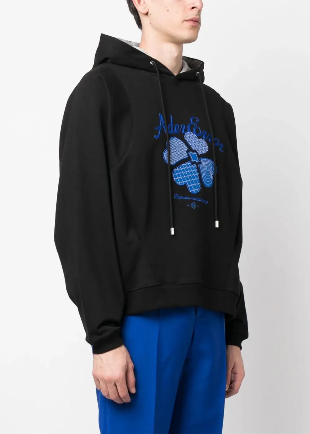 Black Embroidered-Logo Hoodie
