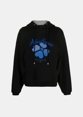Black Embroidered-Logo Hoodie